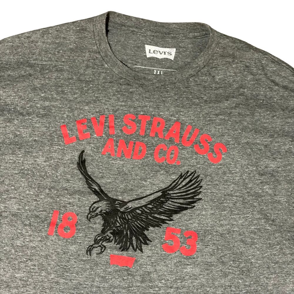 Levi Strauss & Co. Graphic T-Shirt Mens 2XL Heather Grey Eagle Logo Short Sleeve